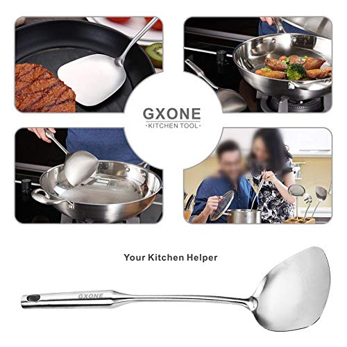 Wok Spatula,Stainless Steel,Long Handle Wok Utensils,Silver/14.7Inch - style: Wok Spatula