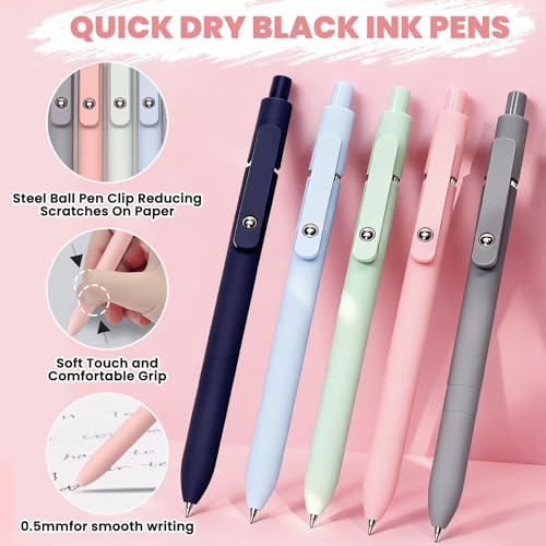 50 PCS Aesthetic School Supplies with Cute Pen Case,12 Pastel Highlighters,5 Black Ink Gel Pens, 12 Mechanical Pencils Set 0.5 & 0.7 mm 6 Color Gel Pens for Students Stationary College Essentials - color: Green