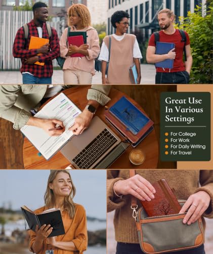Small Journal Notebook 3.7"x6.8", 300 Page Lined Paper Pocket Size Notebook - color: Brown, size: A6 (3.7in x 6.8in)