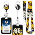 ID Badge Holder Be Kind Badge Holder with Lanyard Small Yellow Flower Badge Holder for Workplaces Events Schools - color: Be Kind