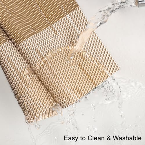 Placemats Set of 8, Vinyl Woven Heat-Resistant Place Mats - color: Beige Light Brown, size: Set of 8