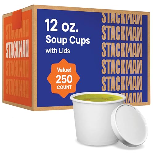 Eco-Friendly Paper Food Containers with Lids - 12 oz [250-Sets] Soup Cups - size: Bulk: 12 oz.