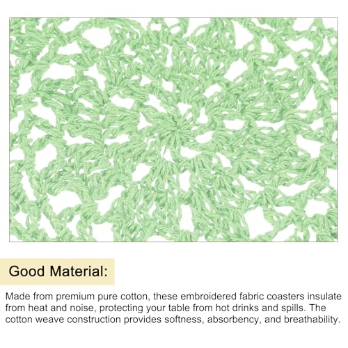 uxcell Fabric Coasters, 8pcs 4" - Cotton Woven Crochet Doilies, Lace Embroidery Cup Mat with Floral Pattern for Wedding Party Decoration (Cream Green) - color: Cream Green