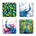 Peacoblue Peacock Coin Purse,PU Leather Squeeze Pouch 4PCS - style: Peacock