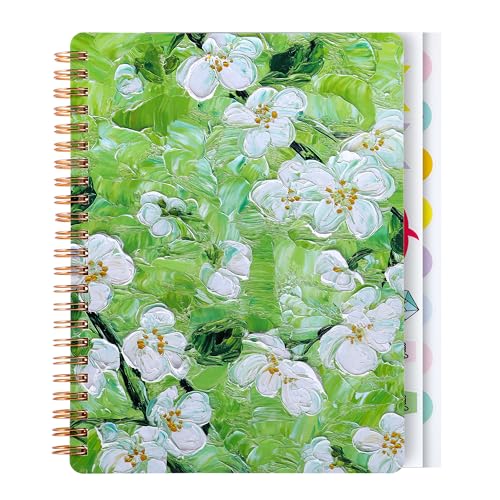 Spiral Notebook for Women, 8.25" x 6.25" Journal with Durable Hardcover and 160 Lined Pages with Large Pockets - Perfect to Stay Organized and Boost Productivity at Work or School(flowers-G) - color: flowers-G