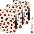 NIRMIRO Pocket Journal Notebook for Women Girls, 3 Pack Small Mini Notebook Journals with Pen, A6 (3.7" x 5.7") Leopard Cover Lined Notepad with 100GSM Thick Paper, Office Home School Supplies - color: 3 Leopard, size: A6