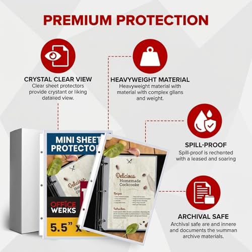 Sheet Protectors 5.5 x 8.5, 100 Pack Heavyweight Clear Mini for Binder