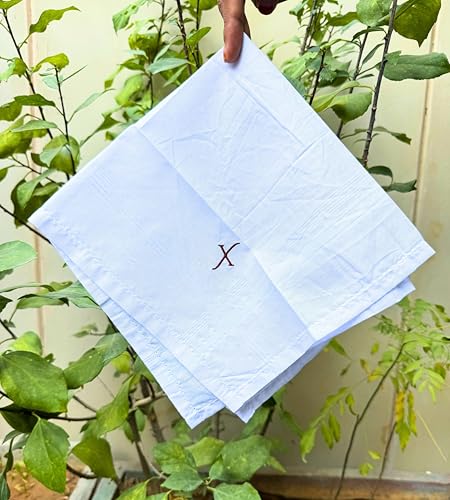 Monogrammed Handkerchiefs for Men 3-Pack Cotton, White Hankies - color: X1