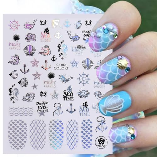 Beach Nail Stickers for Nail Art Nail Decals for Women - color: Colorful-22