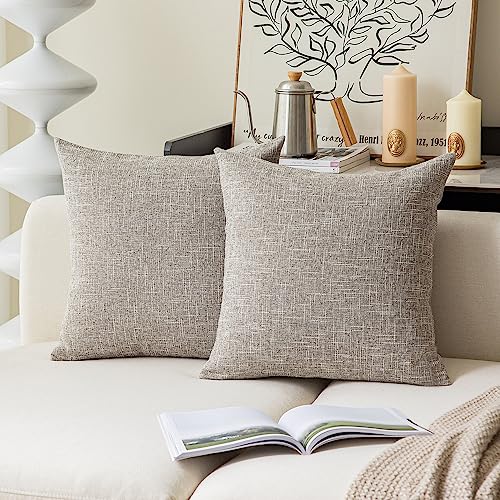 Kevin Textile Pillow Covers Faux Linen Toss Soft Throw Cushion Cases for Couch Sofa Bedroom, Invisible Zipper, 18x18 inches (Set of 2, Sesame Grey) - color: Sesame Grey, size: 18" x 18" (Pack of 2)