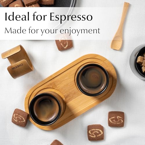 MIAMIO – Espresso Cups Set of 4 (3.5oz) Japanese Tea Cups Ceramic (Black) - color: Black