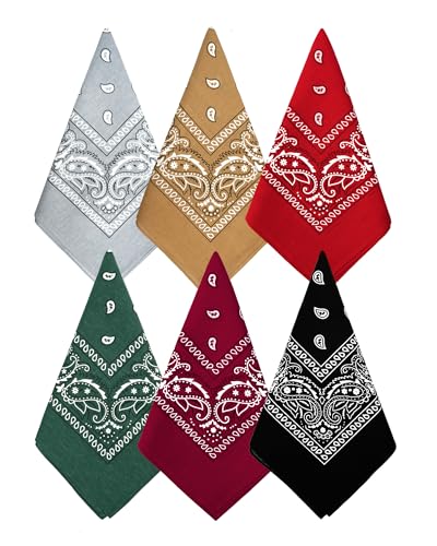 Bycc Bynn Large Soft Cotton Bandanas Pack for Men & Women 22 x 22 inches - color: S- 6 Pack-1