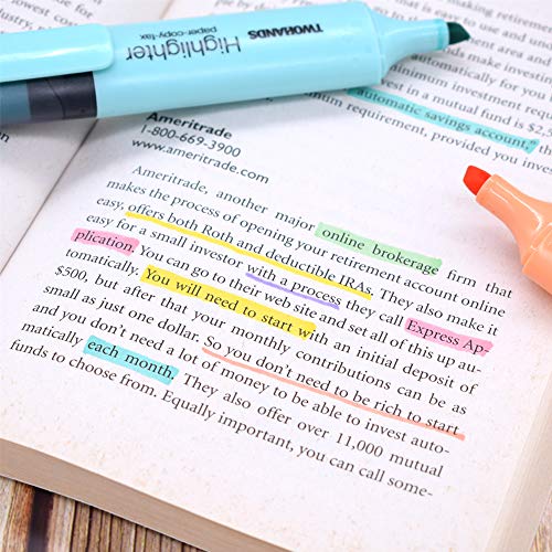 TWOHANDS Highlighter,Chisel Tip Marker Pen,6 Assorted Pastel Colors,H2007 - color: Pastel, size: 1 Count (Pack of 6)