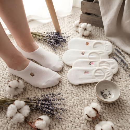 Women's Low Cut Cotton Ankle Socks, 5 Pairs Thin Breathable Casual Athletic Socks
