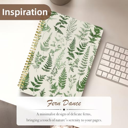 Cute Spiral Notebook Lined Journal B5 Note Book with Pocket, Plants - color: Green Plants
