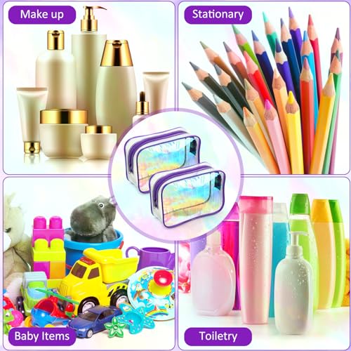 Weewooday 12 Pcs Clear Cosmetic Bags PVC Zipper,Medium,Dazzling - color: Dazzling, size: Medium
