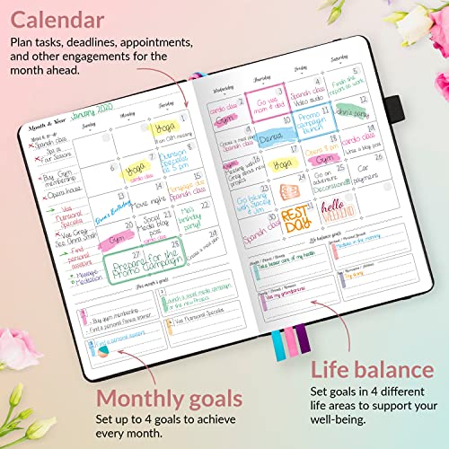 GoGirl Planner for Women, Undated Weekly Agenda Journal, Black - color: Black, size: Compact (5.3" x 7.7")