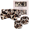 Ayesha Spa Headband and Wristband Set for Washing Face Skincare Makeup - color: leopard set