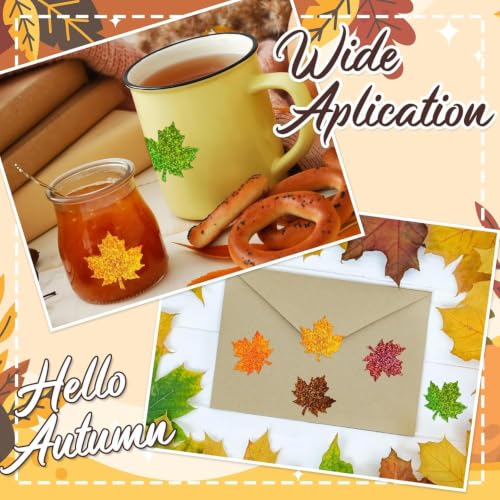 Glitter Maple Leaf Stickers Roll, Autumn Self Adhesive Decorative Labels - style: Maple Leaf