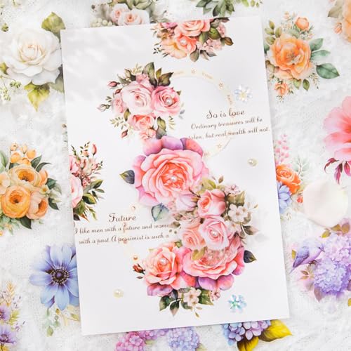 8Rolls Floral Washi Tape Set Flower PET Tapes Stickers for Crafts