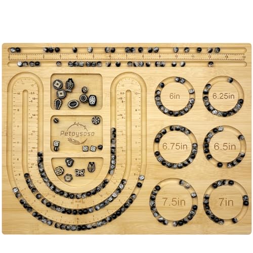 Petoysoso Bead Board for Jewelry Making, Bamboo Beading Board for Jewelry Bracelet Making, Bracelet Bead Board, Beading Trays Jewelry Design Mats for Bracelet, Necklace, Jewelry Making 15x11.5x0.5 in - size: Necklace-L
