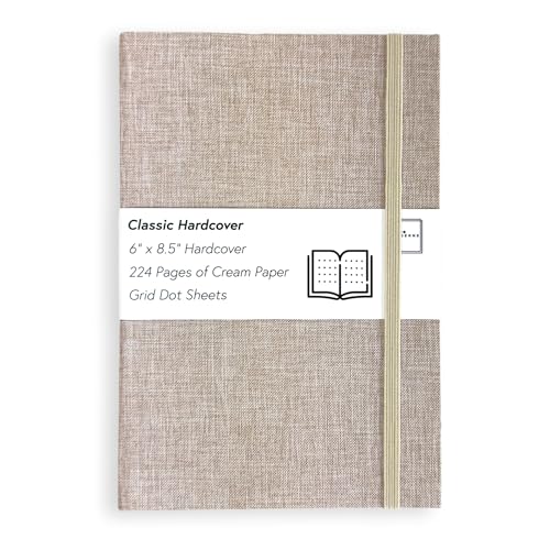 Portage Grid Dot Paper Hardcover Aesthetic Notebook Writing Journal – Bleed-Proof Paper Notepad for Journaling, High GSM, A5 Notebook, Cream Pages - Oatmeal, 6 x 8.5 Inches, 224 Pages - color: Oatmeal, size: Grid Dot Pages