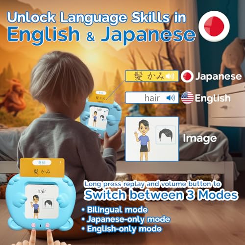 English Talking Flash Cards Bilingual for Kids - Japanese, Blue - color: Japanese, size: Blue