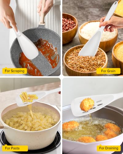 BUNDLEPRO Silicone Cooking Spoons for Nonstick Cookware, One-Piece, 2 Pack - color: White