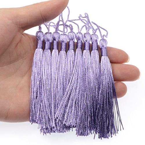 VAPKER 100 Pieces Purple Silky Handmade Soft Tassels 13cm/5-Inch With 2-Inch Cord Loop for Jewelry Making, DIY Projects, Bookmarks - color: F:purple