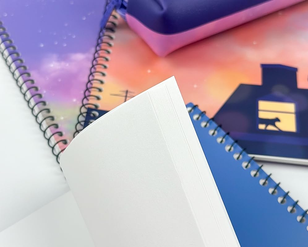 Korean Aesthetic Spiral Notebook Set, 4 Pack, Cute Scenery Design, Blank - style: Unlined Notebook