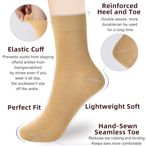 Corlap Women's Thin Above Ankle Socks-6Pairs Cotton Bootie Dress Crew Socks - color: 6 Pairs Multicolor, size: 6-9