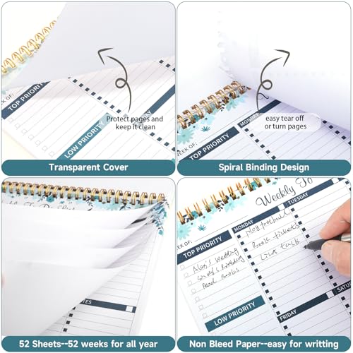 Thboxes Weekly To Do List Notepad, 8.5"x11" Desk Planner 52 Sheets, Blue - color: Blue Weekly To Do List