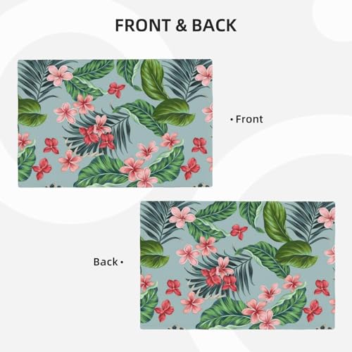 Tropical Flowers Hawaiian Plants Placemats Set of 4 12x18 Inch - color: Red Green, size: Set of 4