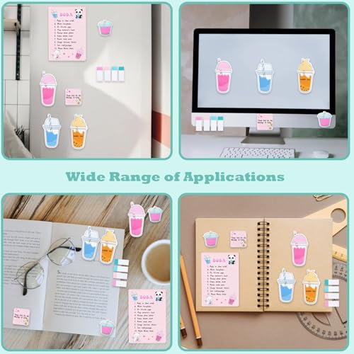 Bubble Tea Sticky Notes Set, 440 Sheets, Cute Milk Tea Theme Self-Stick Notes Pads, Divider Tabs Bundle, Writing Memo Pads for Boba Lovers, Home, School, Office Supplies,Small Gift for Milk Tea Lovers - style: Bubble Tea