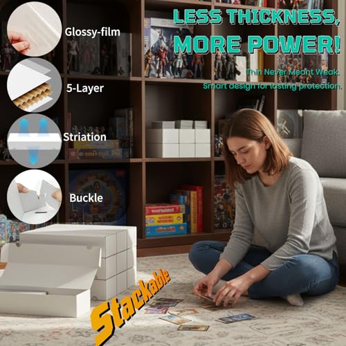 Laminated Trading Card Storage Box with Card Dividers,15in Bulk Storage Box - size: 10 Piece 15in for Standard