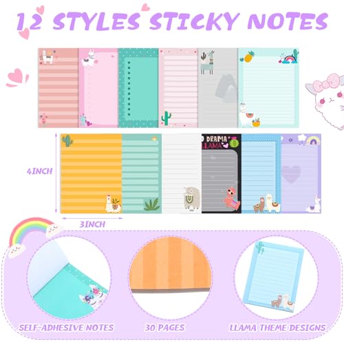 Dispowreath 24 Pcs Llama Sticky Notes with Pens Alpaca Party Favors Gifts - style: Alpaca