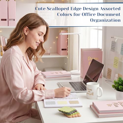 Eaasty 400 Sheets Transparent Sticky Notes 8 Pads Scalloped, Soft Morandi - color: Light Color