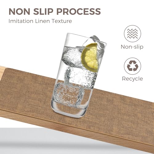 NCUE Vinyl Placemats Set of 4, 17"x12" Wipeable Place Mats with Coasters - color: Light Brown, size: Set of 4