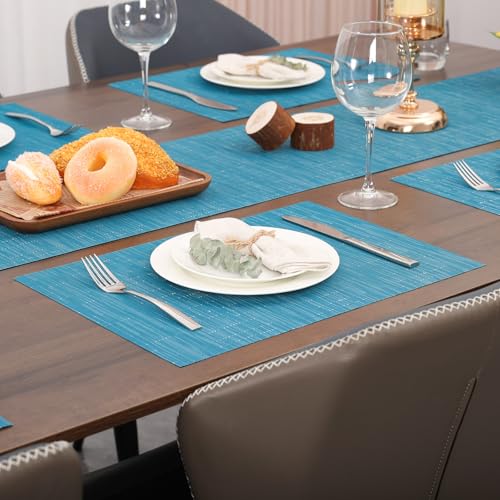 Myir JUN Placemats Set of 4 Kitchen and Dining Table Placemats - color: Blue, size: Set of 4