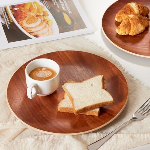 Yangbaga Acacia Wood Serving Tray: Round Decorative Tray for Home Decor - color: Wood