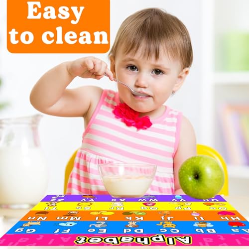 Educational Preschool Placemats Set of 6 Kid Plastic Table Mat 17×13×0.04in - style: Educational Preschool