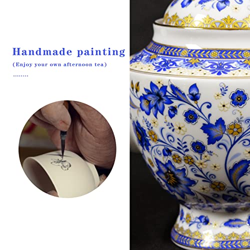 ACMLIFE Tea Sets for Adults, Tea Sets for 4 - Tea Pot Sets Blue, Porcelain Tea Sets for Women with 24K Gold, Fine Bone China, Vintage British Sets for Luxury Gift, Mother's Day(Blue and White) - color: Blue and White