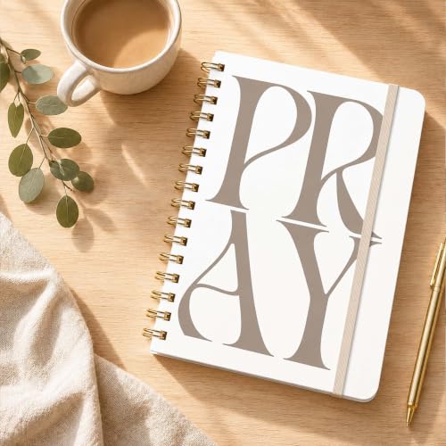 Lined Spiral Notebook, Pretty Hardcover Notebooks 6''x 8.4'', Pray Cover, Journal for Work, Note Taking, Journaling, Writing, Christian Gifts, Daily Journal for Men Women - color: pray