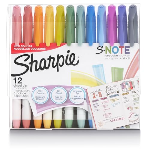 Sharpie S-Note Creative Highlighters, Assorted Pastel Colors, No Bleed, Chisel Tip, 12 Count - Back to School Supplies - size: 12 Count - Assorted