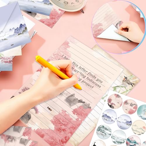 FUNCLASS 160 Pcs Ink Wash Stationery Set Letter and Envelopes - color: Ink wash