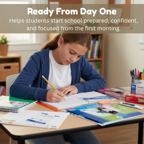 70 Piece Back to School Supplies Kit for Middle & High School Students Grades 7-12, Complete Student Supply Bundle with Binder, Notebooks, Folders, Pens, Pencils, Highlighters & Classroom Essentials - style: Middle / High School