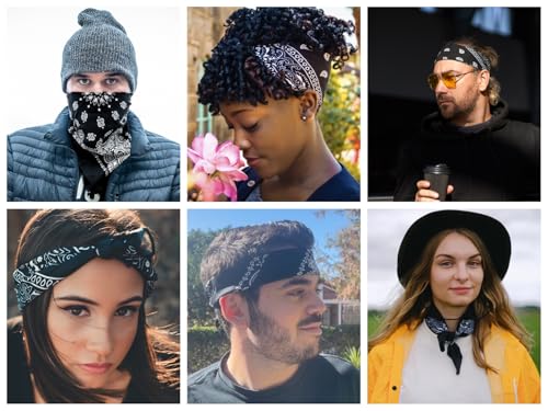 Every-ville Cotton Bandana Handkerchief for Men & Women, 3 Pack - color: Black