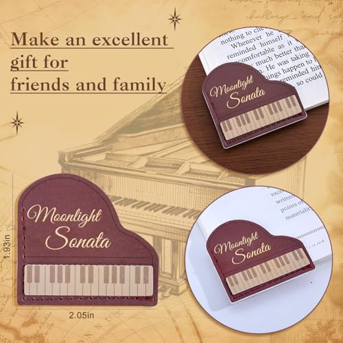 4PCS Leather Musical Instrument Bookmarks，Cute Corner Book Marks Sets for Reading，Art Read Lover Gifts for Women Men Girls Kids Reader，Pretty Book Markers for Reading, Aesthetic Gifts for Planner - style: Musical Instruments