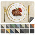 Romanstile Vinyl Placemats Set of 6, Reversible Faux Leather Wipeable Table Mats - color: Grey-beige, size: PCS6