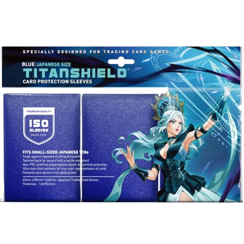 TitanShield Small Japanese Card Sleeves, Blue (150 Sleeves) - Fits Yugioh - color: Blue